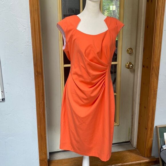 Dana Buchanan Orange Vibrant Sleeveless Dress Size 12 - Picture 1 of 10